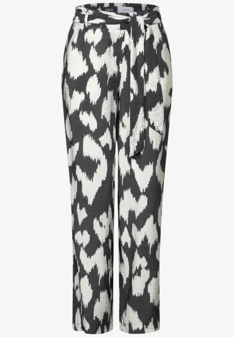 Gemusterte Wide Leg Hose volcanic grey