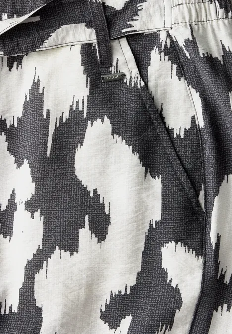 Gemusterte Wide Leg Hose volcanic grey