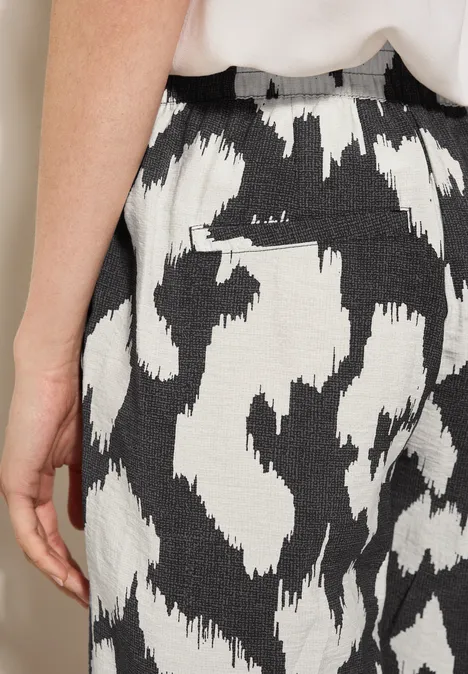 Gemusterte Wide Leg Hose volcanic grey