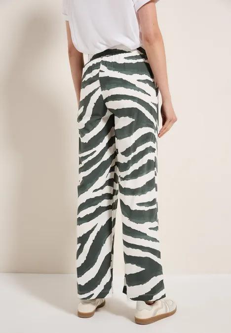 Wide Leg Zebra Print Hose dark balmy khaki