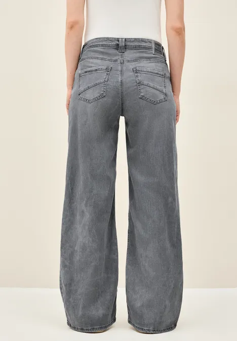 Flared Loose Fit Jeans light grey stone wash