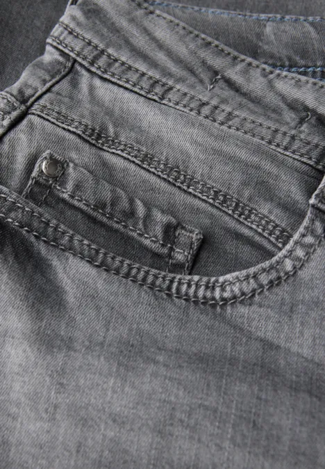 Flared Loose Fit Jeans light grey stone wash