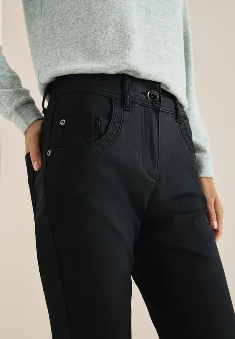 Broek in lederlook Black