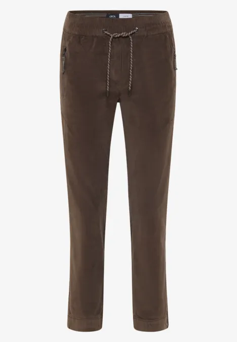 Comfortabele corduroy broek misty taupe