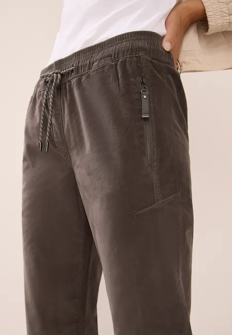 Cordhose im Casual Fit misty taupe