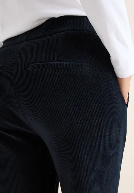 Wide Leg Cordhose dark blue corduroy