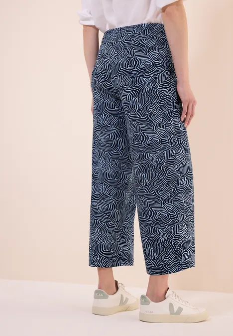 Gemusterte Wide Leg Hose universal blue