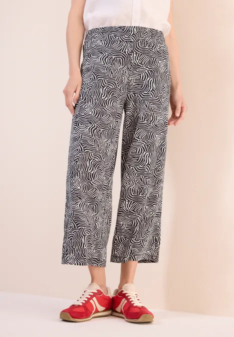 Gemusterte Wide Leg Hose volcanic grey