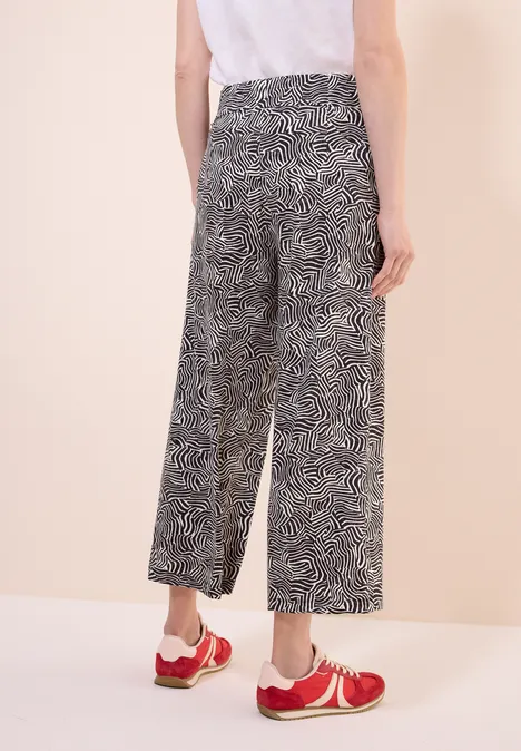 Gemusterte Wide Leg Hose volcanic grey
