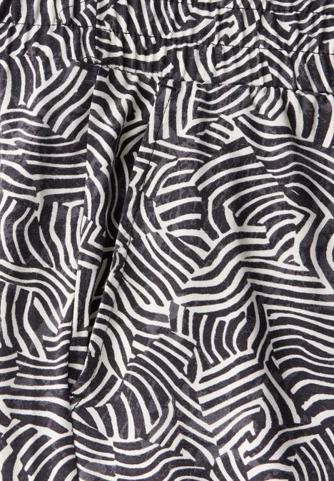 Gemusterte Wide Leg Hose volcanic grey