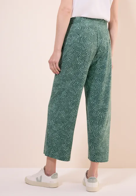Gemusterte Wide Leg Hose dark balmy khaki