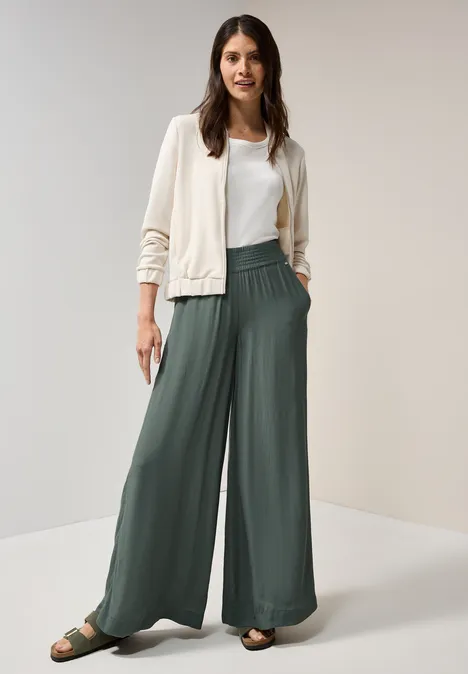 Wide Leg Crepe Hose dark balmy khaki