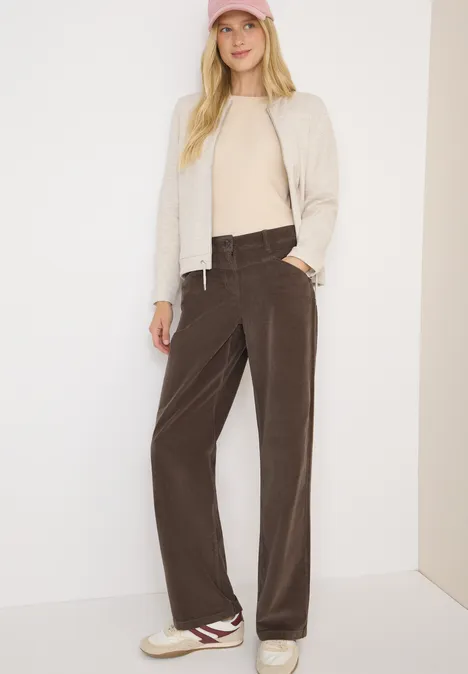 Wide Leg Cordhose misty taupe
