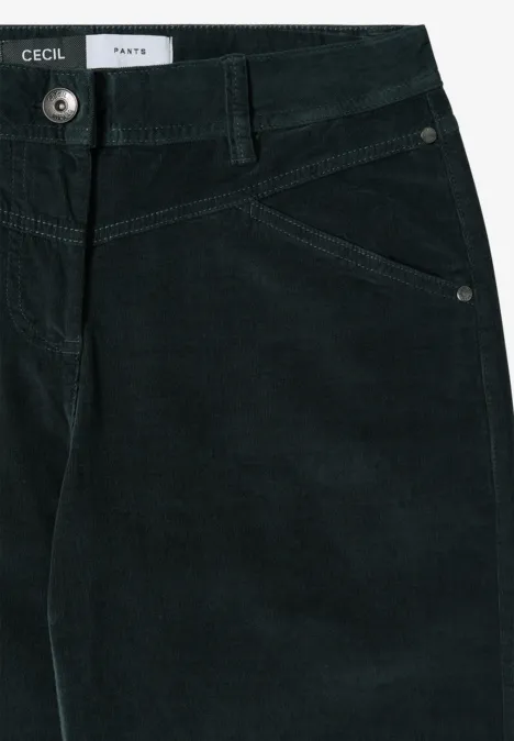 Wide Leg Cordhose dark emerald green