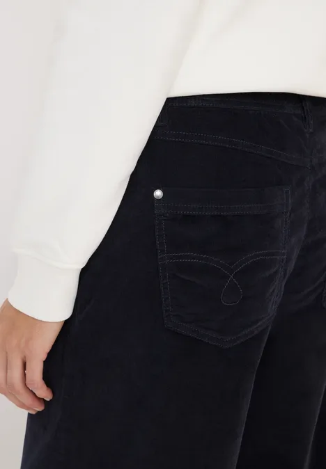 Wide Leg Cordhose dark blue corduroy
