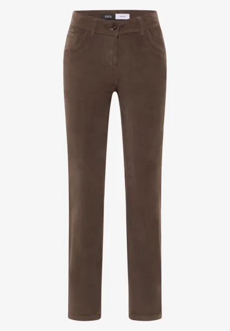 Sztruksowe spodnie Slim Fit misty taupe