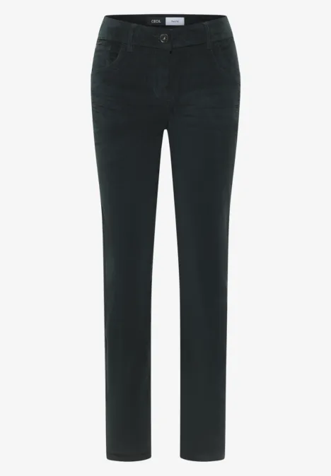 Sztruksowe spodnie Slim Fit dark emerald green