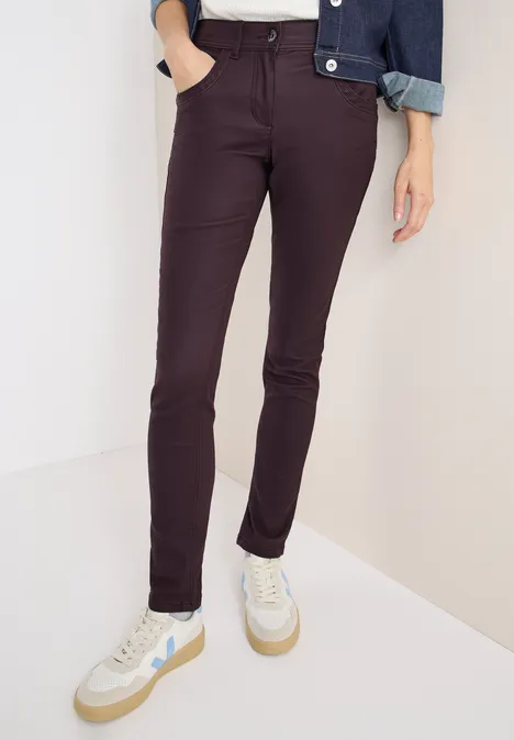 Broek in lederlook eggplant red