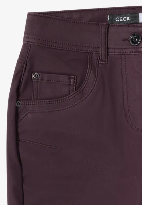 Broek in lederlook eggplant red