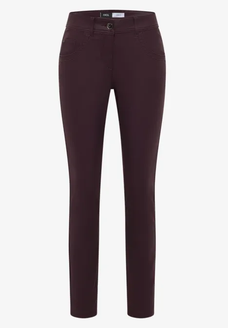 Broek in lederlook eggplant red