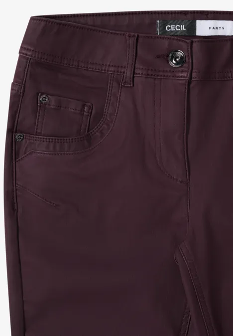 Broek in lederlook eggplant red
