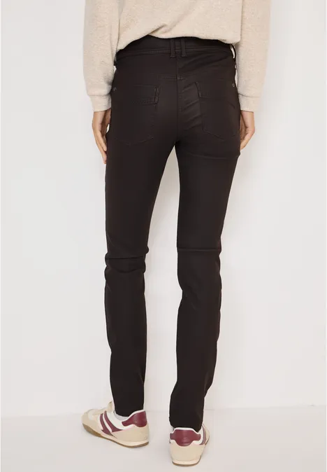 Broek in lederlook tartufo brown