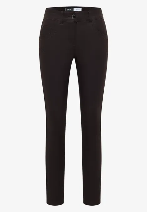 Broek in lederlook tartufo brown