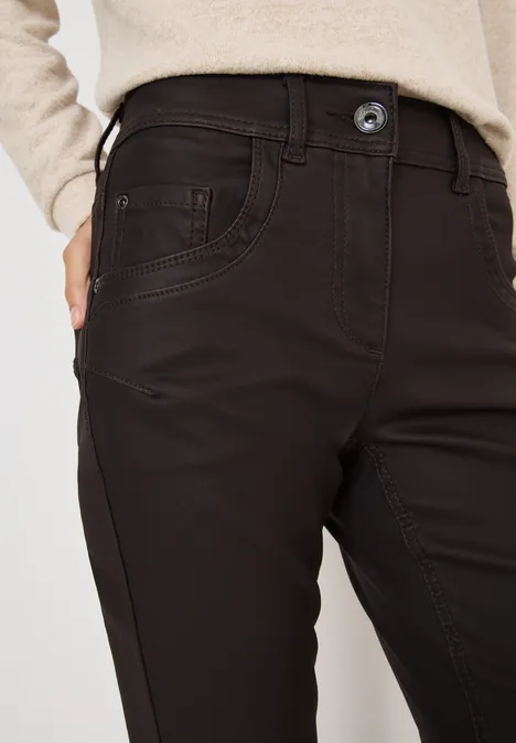 Broek in lederlook tartufo brown