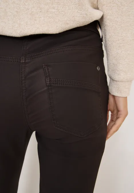 Broek in lederlook tartufo brown