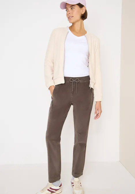 Comfortabele corduroy broek misty taupe