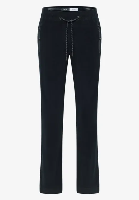 Sztruksowe spodnie o swobodnym kroju dark blue corduroy