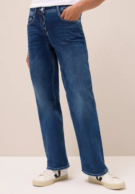 Wide Leg Jeans mid blue used wash
