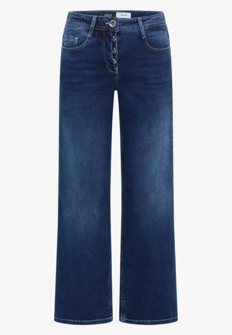 Wide Leg Jeans mid blue used wash