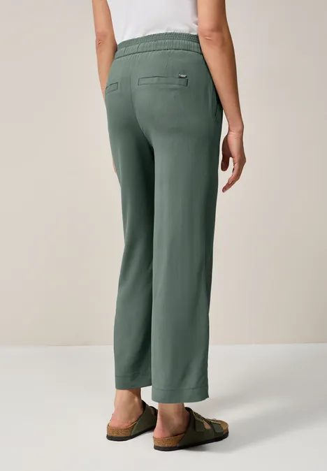 Straight Leg Viskose Hose dark balmy khaki