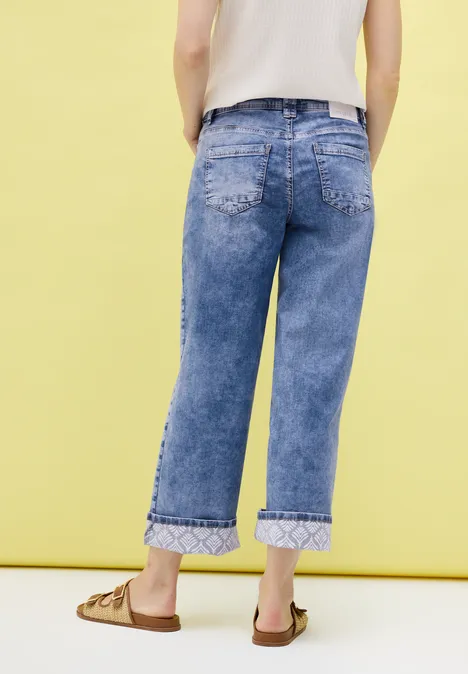 Wide Leg Jeans mit Turn-Up mid blue wash