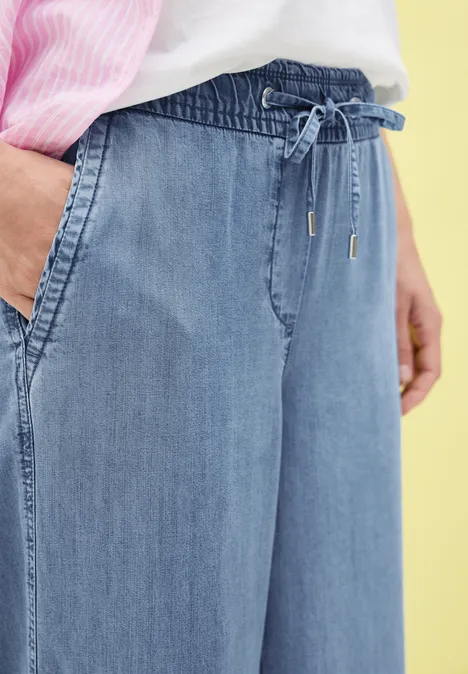 Wide Leg Lyocell-Hose light blue wash