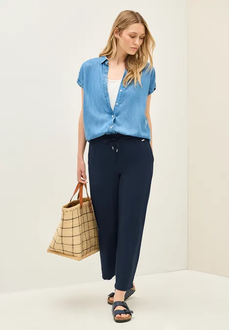 7/8 Twill-Hose mit Struktur urban navy blue