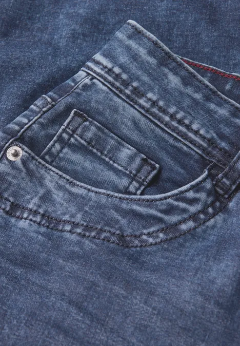 3/4-Jeans mid blue used wash