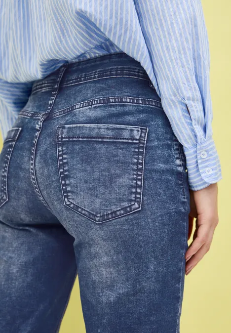 3/4-Jeans mid blue used wash