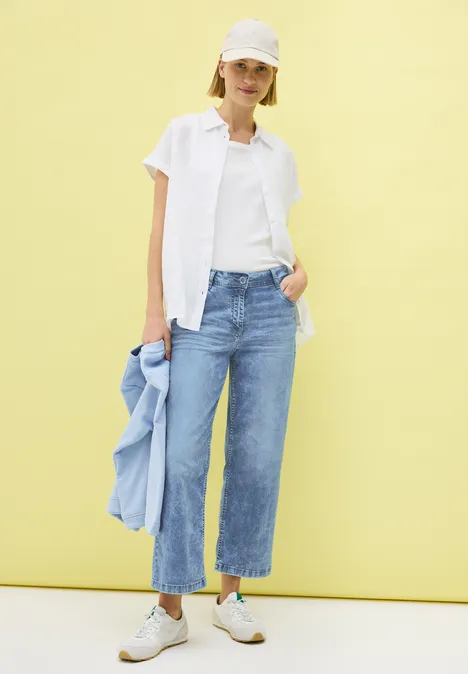 7/8 Wide Leg Jeans light blue wash
