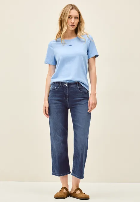 Wide Leg Jeans mid blue used wash