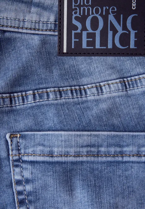 Casual Fit Jeans mit Turn-Up mid blue wash