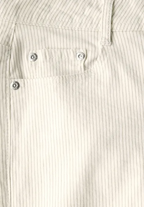 Gestreifte Wide Leg Hose pearl beige
