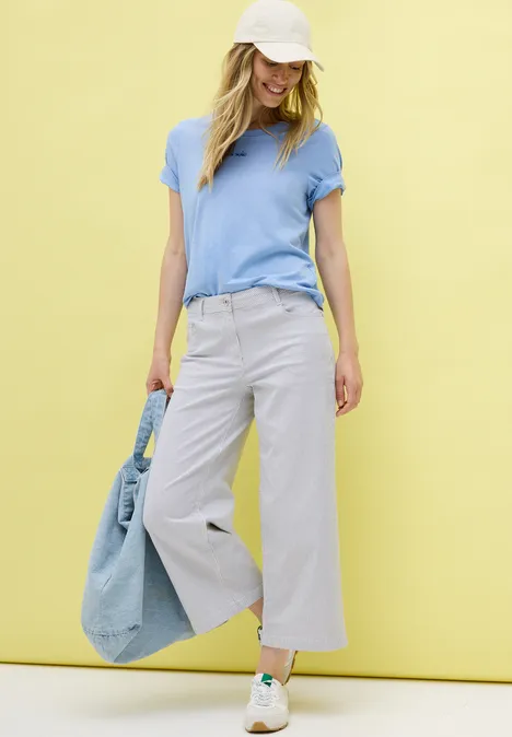 Gestreifte Wide Leg Hose urban navy blue