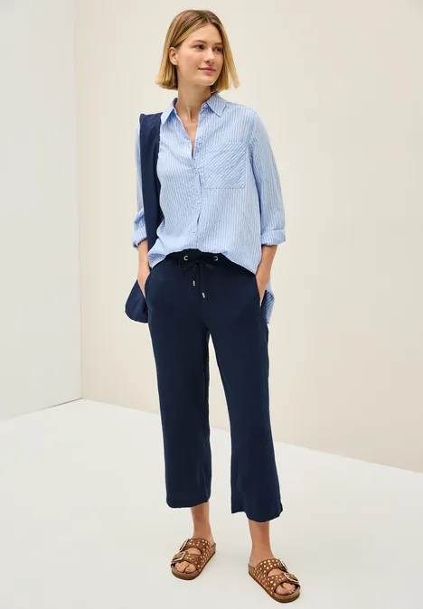 3/4 Wide Leg Musselin Hose urban navy blue