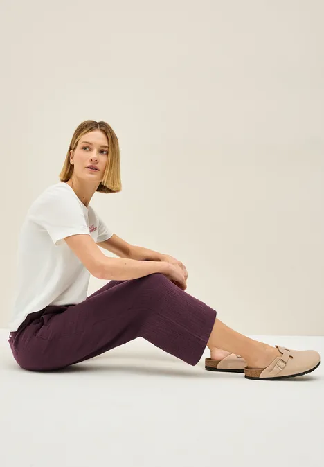 3/4 Wide Leg Musselin Hose mulberry red