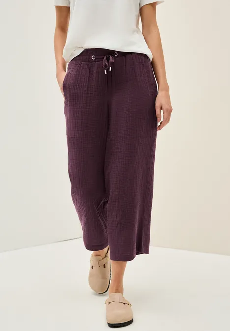 3/4 Wide Leg Musselin Hose mulberry red