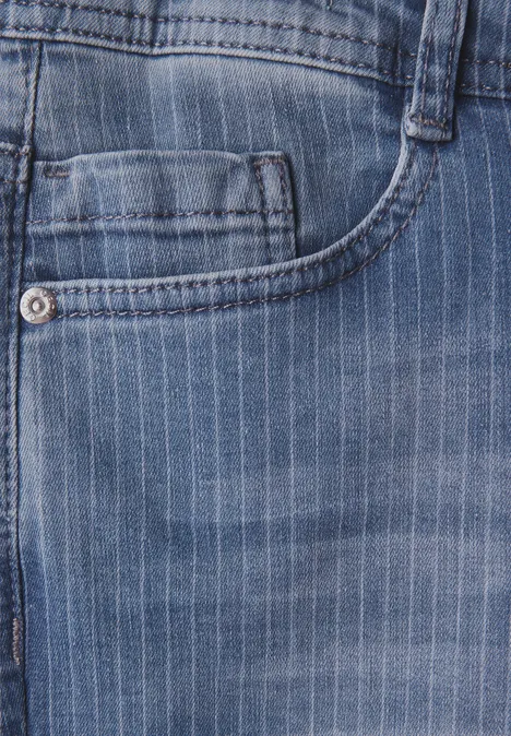 Gestreifte Casual Fit Jeans light blue wash