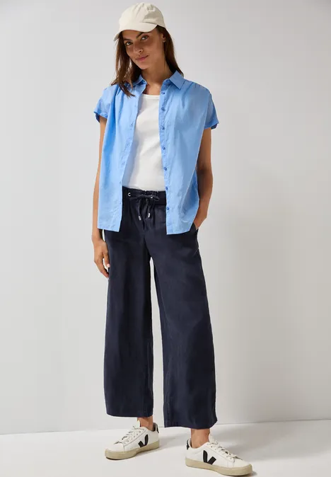 Wide Leg Leinenhose universal blue
