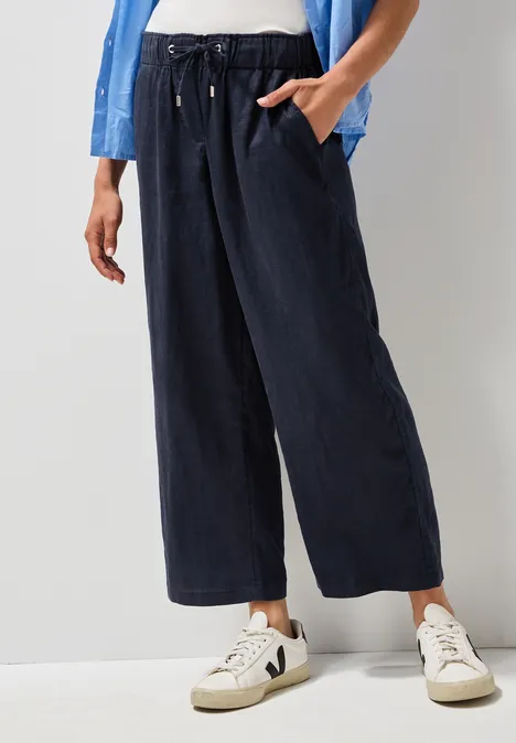 Wide Leg Leinenhose universal blue
